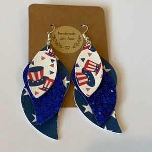 Patriotic Lightweight Faux Leather Earrings